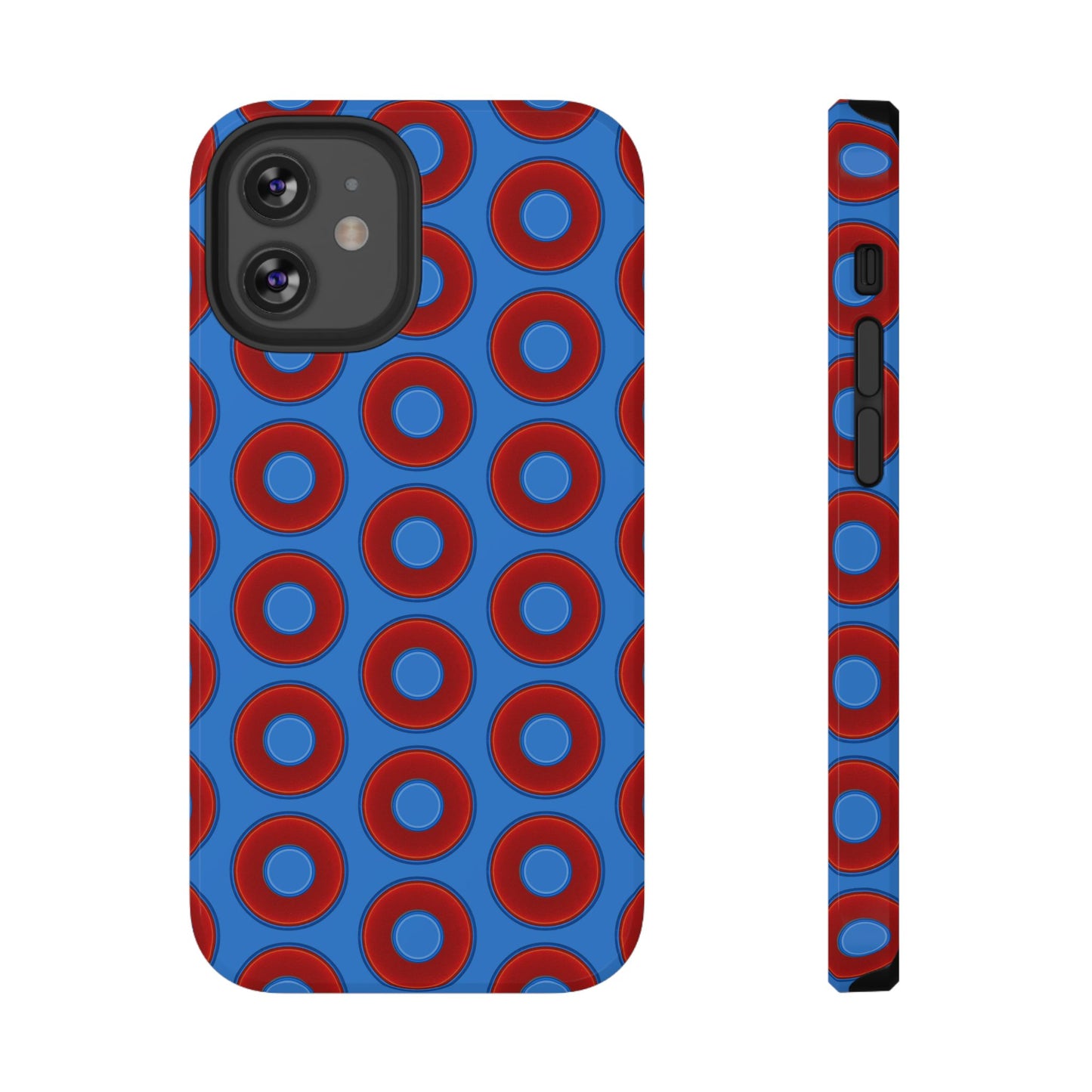 Impact-Resistant Lumpy Donut Case - red vivid donut print w/light royal blue background