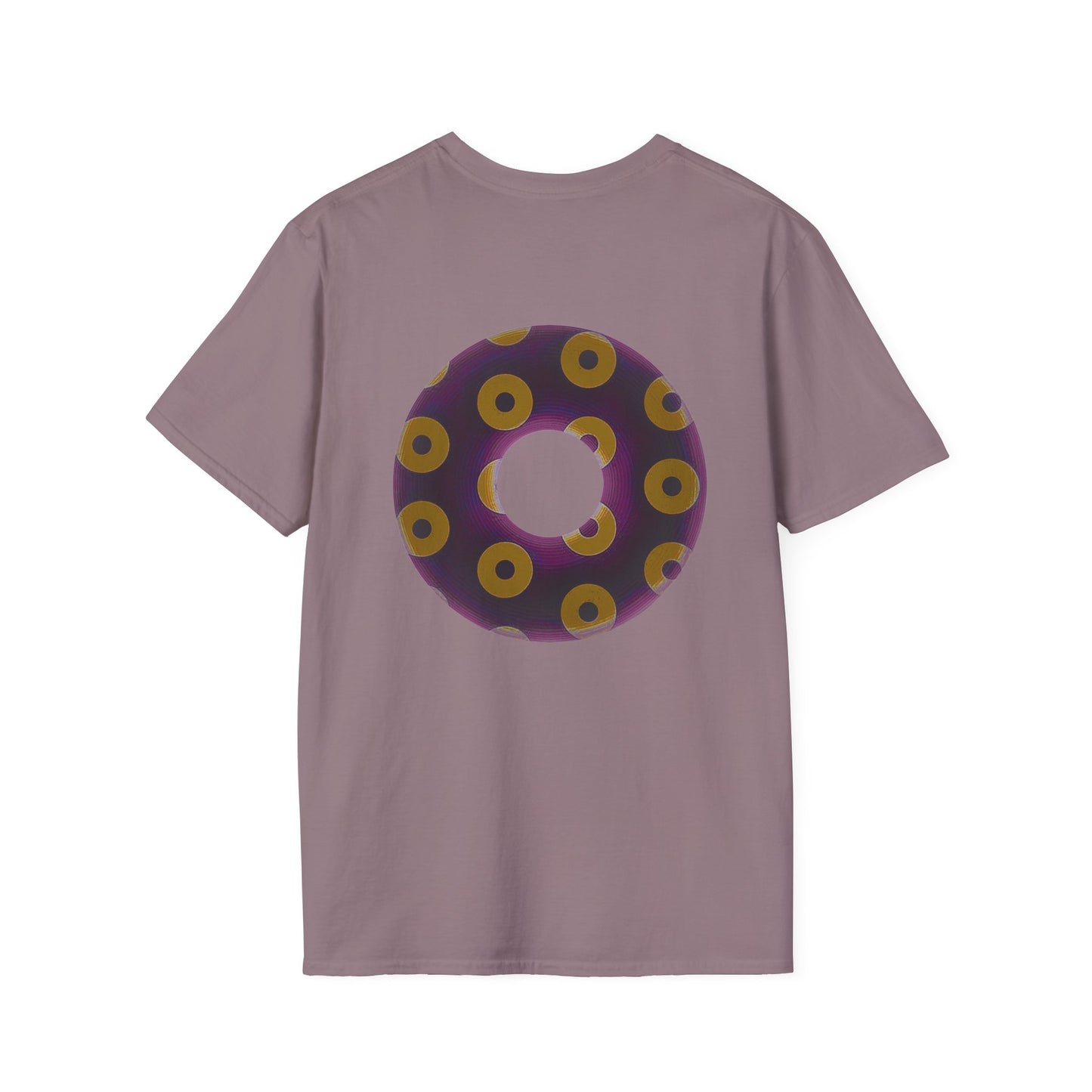 Plain Donuts/Unisex Soft-Style - "Plain Blimpy Paradoxical Donuts" - dark red-purple/dark yellow donuts