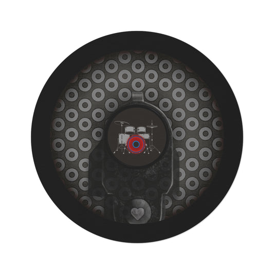 Round Room - 5 ft x 5 ft Lumpy Donut Rug - "Lifesaving Donut Rug" - paradoxical light gray blue/dark gray donut w/black background