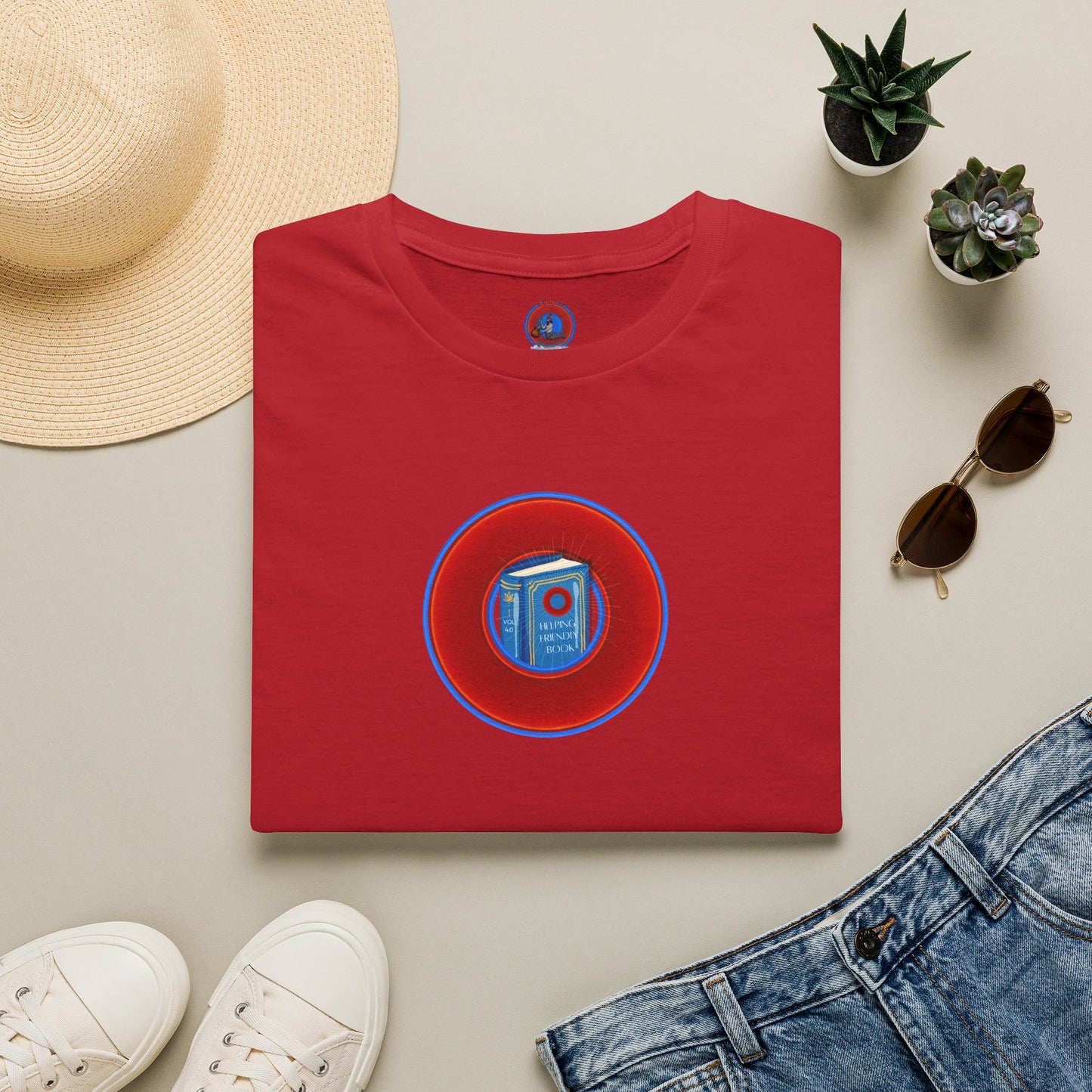 Classic Donut Tee - Unisex Soft-Style - "Helping Phriendly Donut Tee" - vivid red donut - w/shine- variant 2