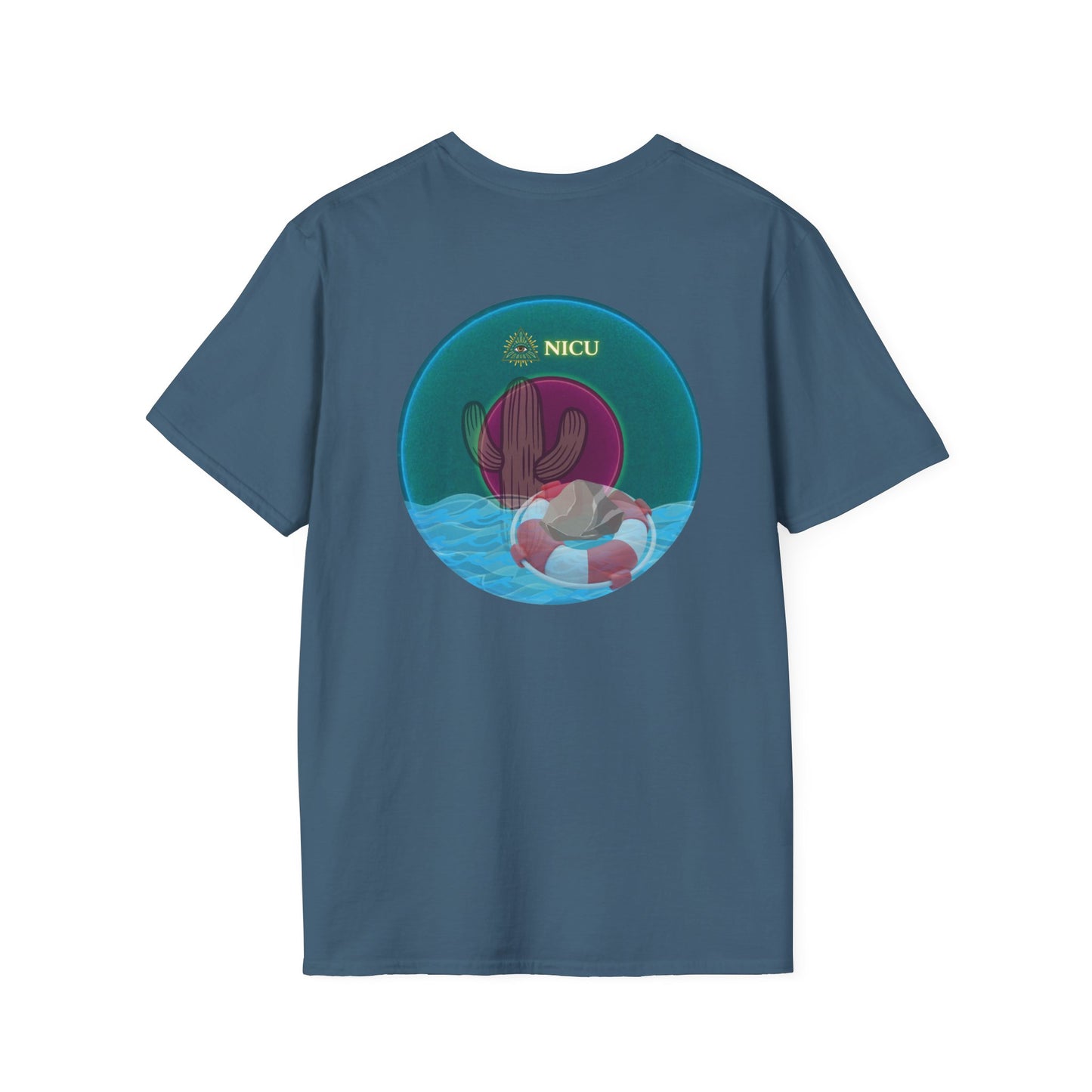 Classic Donut Tee - Unisex Soft-Style - "Masonic Donut of Rites" - series 1.0  - vivid dark teal donut