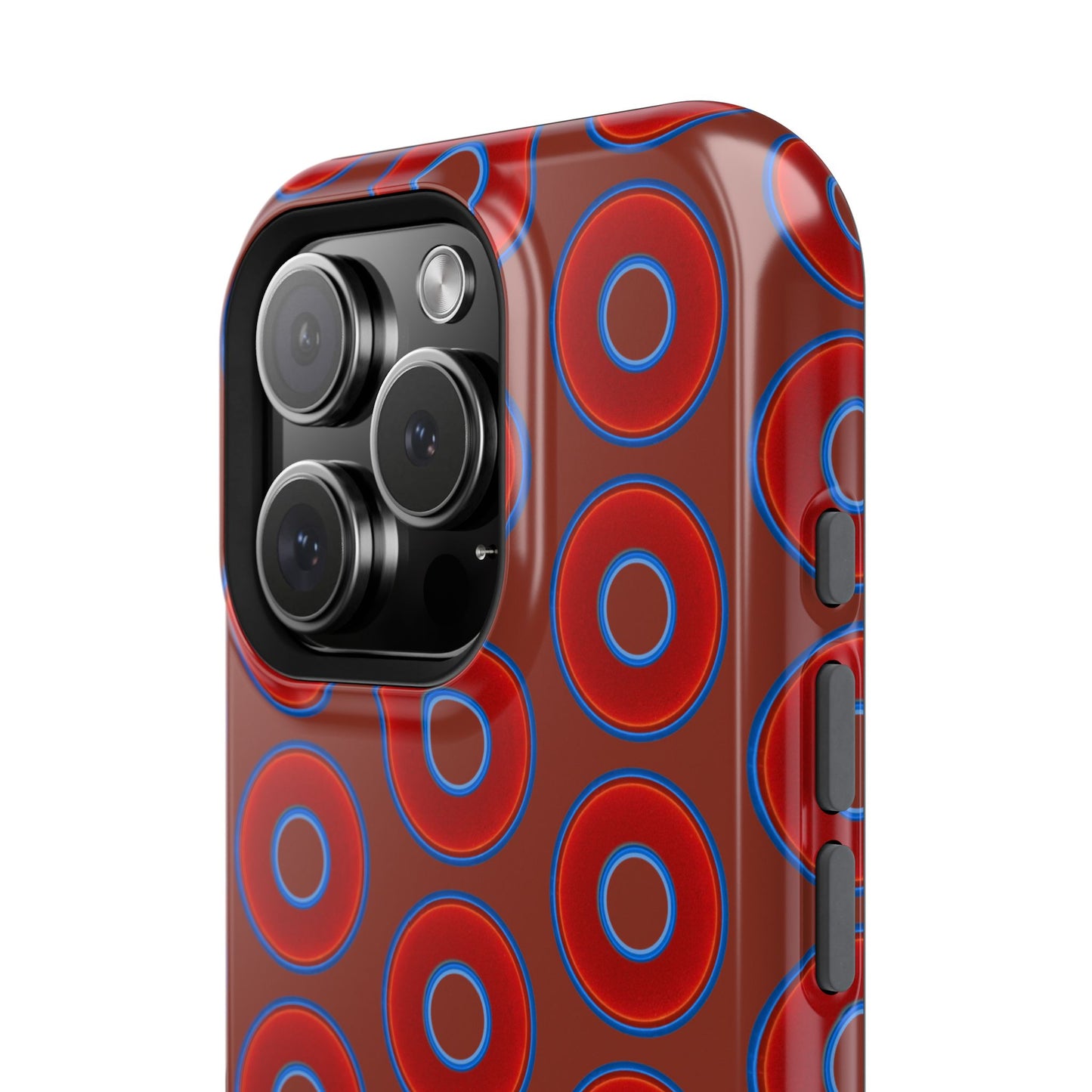 Impact-Resistant Lumpy Donut Case - red vivid donut print w/burnt umber background