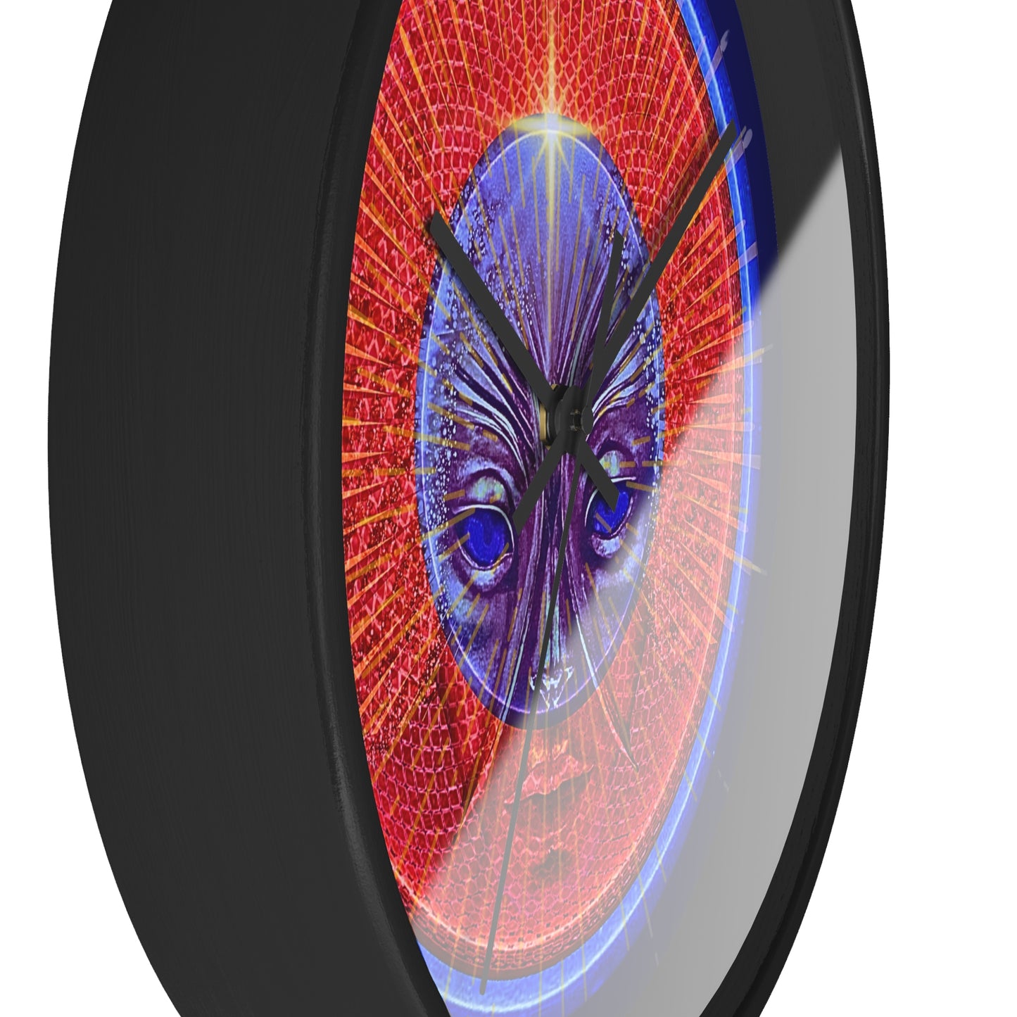 Lumpy Wall Clock - "Conjurers of Awesome" - variant 3 - rustic red/blue donut w/navy background