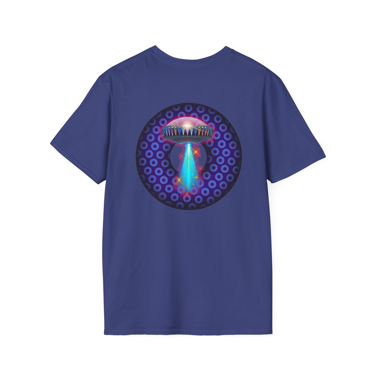 Classic Donut Tee - Unisex Soft-Style - "Donuts now Served on the Mothership" - series 1.0  - variant 5  - purple/violet paradoxical donut
