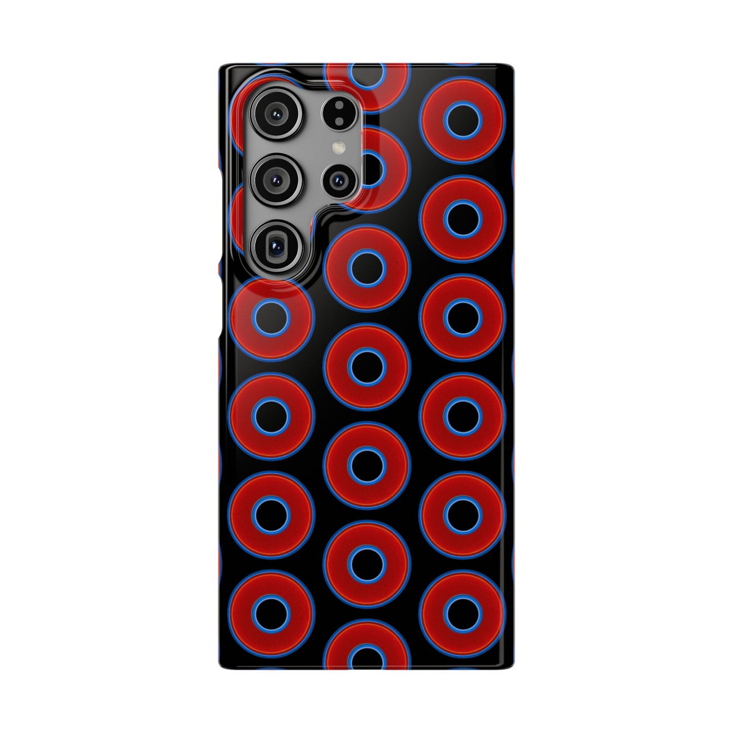 Lumpy Donut Snap Case - red vivid donut print w/black background