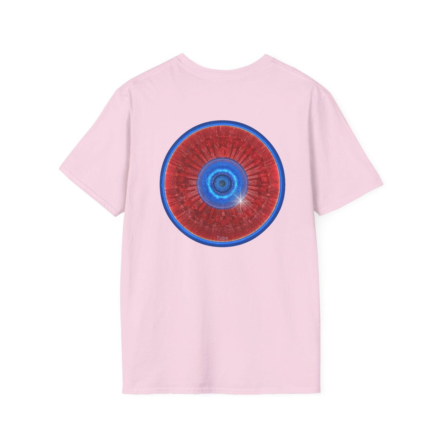 Classic Donut Tee - Unisex Soft-Style - "Graphic Translation Tee Shirt" - vivid red/blue tube donut - variant 1