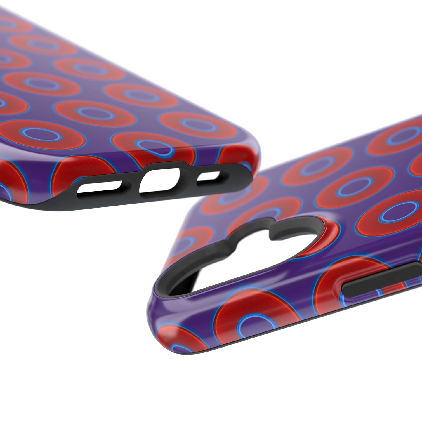 Impact-Resistant Lumpy Donut Case - red vivid donut print w/dark purple background