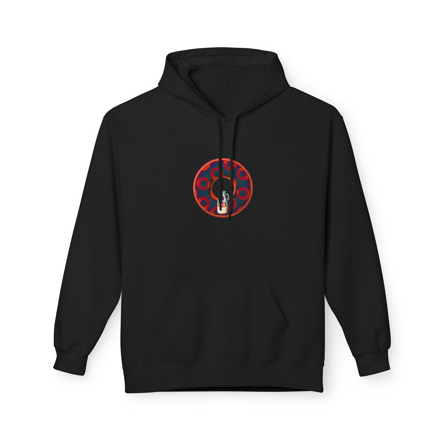 Fleece Harry Hoodies [Midweight Soft-style] - "Wooked Cream Dairy - YEMSG Donut" - navy blue/red rustic paradox donut - variant 3