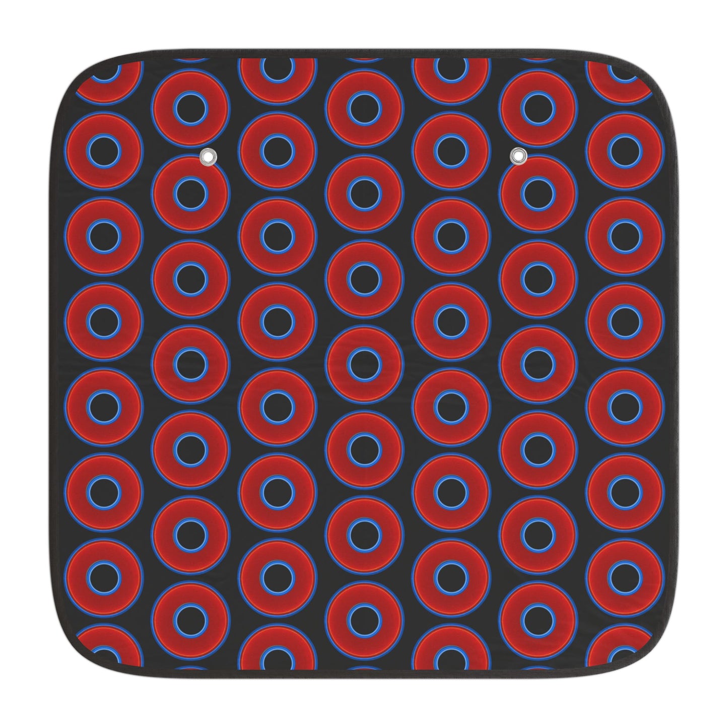 Automotive Donut Sun Shade - red vivid donuts w/black background