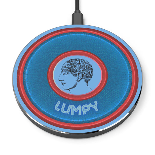 The Flow - Wireless Lumpy Donut Chargers - "The Lumpy Wireless Charger" - rustic blue donut w/light blue background - variant 2