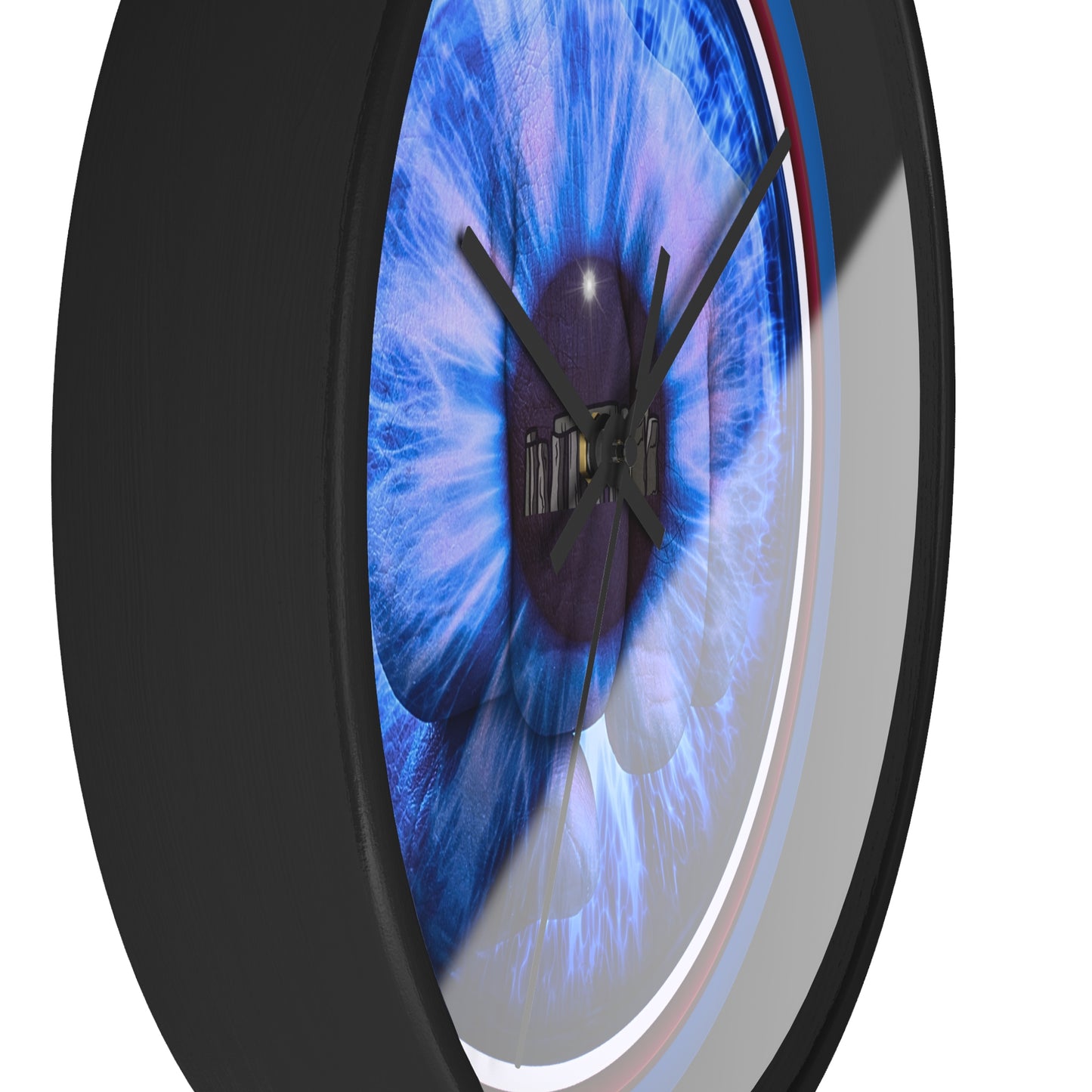 Lumpy Wall Clock - "Wilson's Eye Soar of a Donut Clock" variant 3 - blue idonut w/dark royal blue background