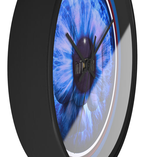 Lumpy Wall Clock - "Wilson's Eye Soar of a Donut Clock" variant 3 - blue idonut w/dark royal blue background