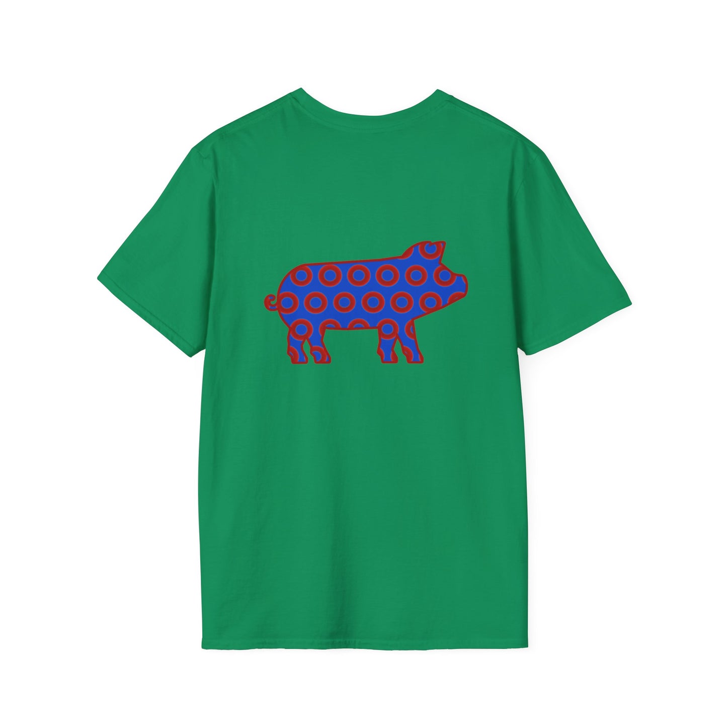 Classic Donut Tee - Unisex Soft-Style - "Guyute's Ugly Donut" - vivid red/blue donut pattern - variant 3