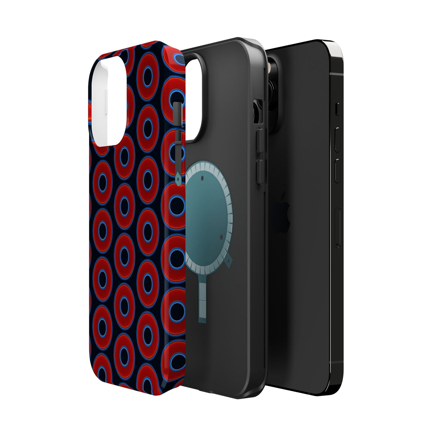 Magnetic Tough Donut Case - red vivid donut print w/blue charcoal background