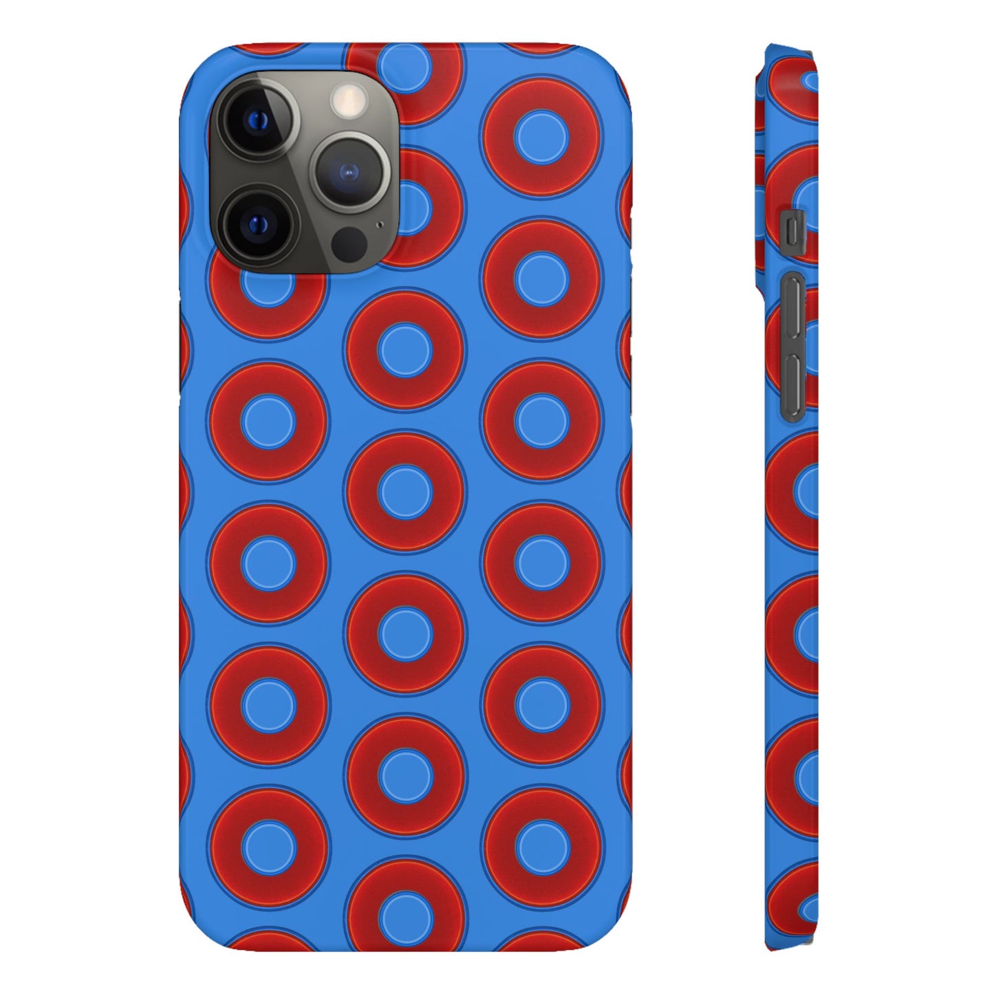 Lumpy Donut Snap Case - red vivid donut print w/light royal blue background