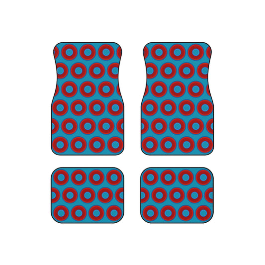 Contacted Car Mats - vivid donut print w/aquamarine blue background