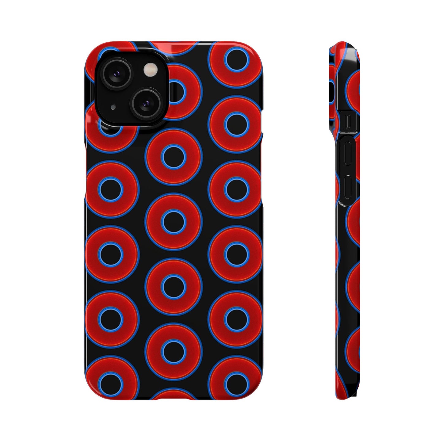 Lumpy Donut Snap Case - red vivid donut print w/black background