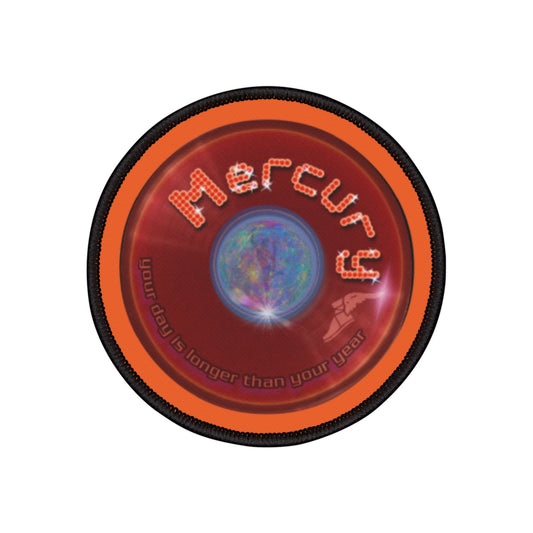 Iron-On Donut Patch - "Donuts of the Gods - Mercury Edition" - series 1.0 - variant 2 - red record donut