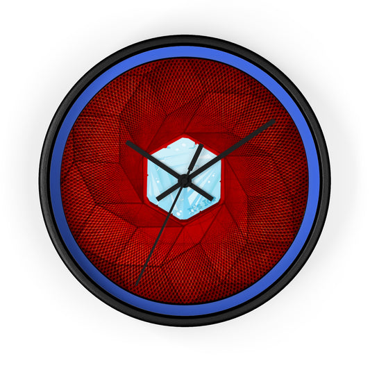 Lumpy Wall Clock - "It's Ice... Cube's Donut Clock" - variant 1 - red cubed donut w/royal blue background