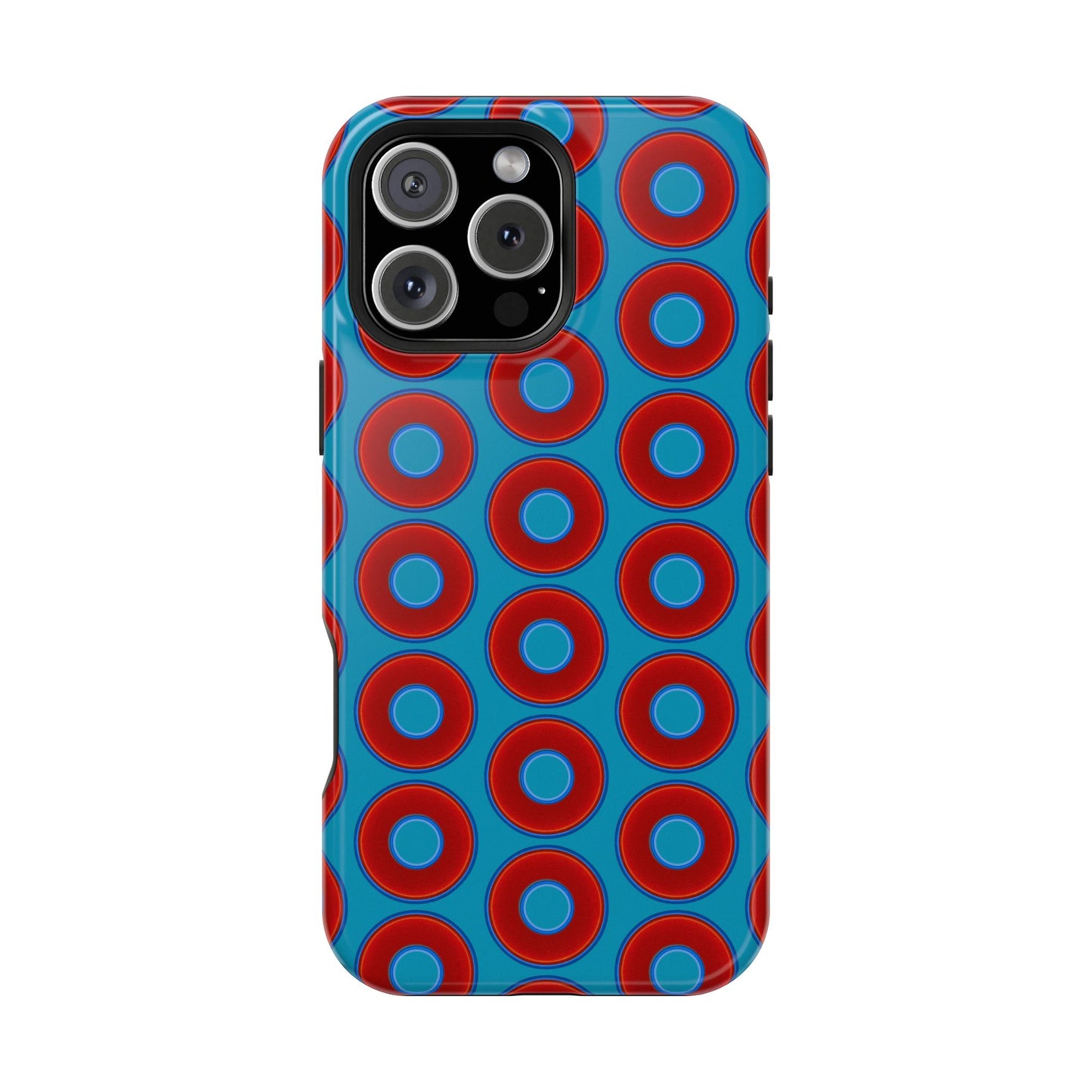 Magnetic Tough Donut Case - red vivid donut print w/aquamarine blue background