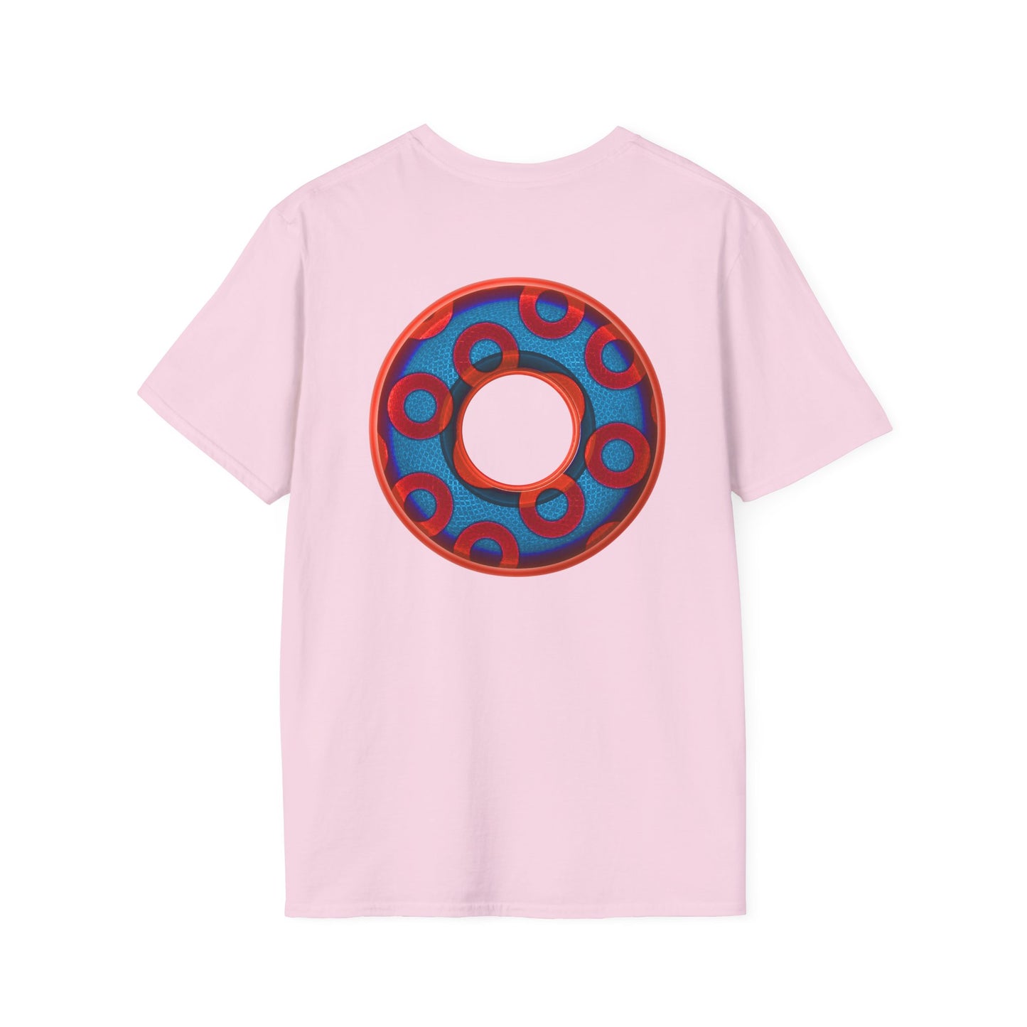 Plain Donuts/Unisex Soft-Style - "Plain Rustic Paradoxical Donuts" - red/light royal blue donuts