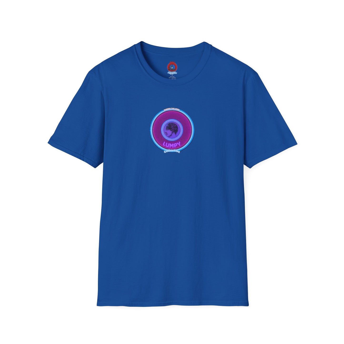 Classic Donut Tee - Unisex Soft-Style - "Lumpy Collective Donut" - rustic purple/light blue lumpy donut - variant 2