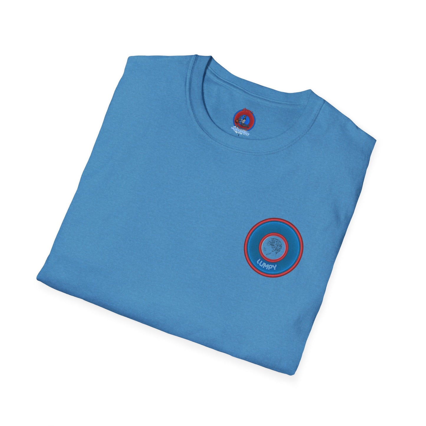 Classic Donut Tee - Unisex Soft-Style - "The Lumpy Donut" - variant 2 - blue/red donut