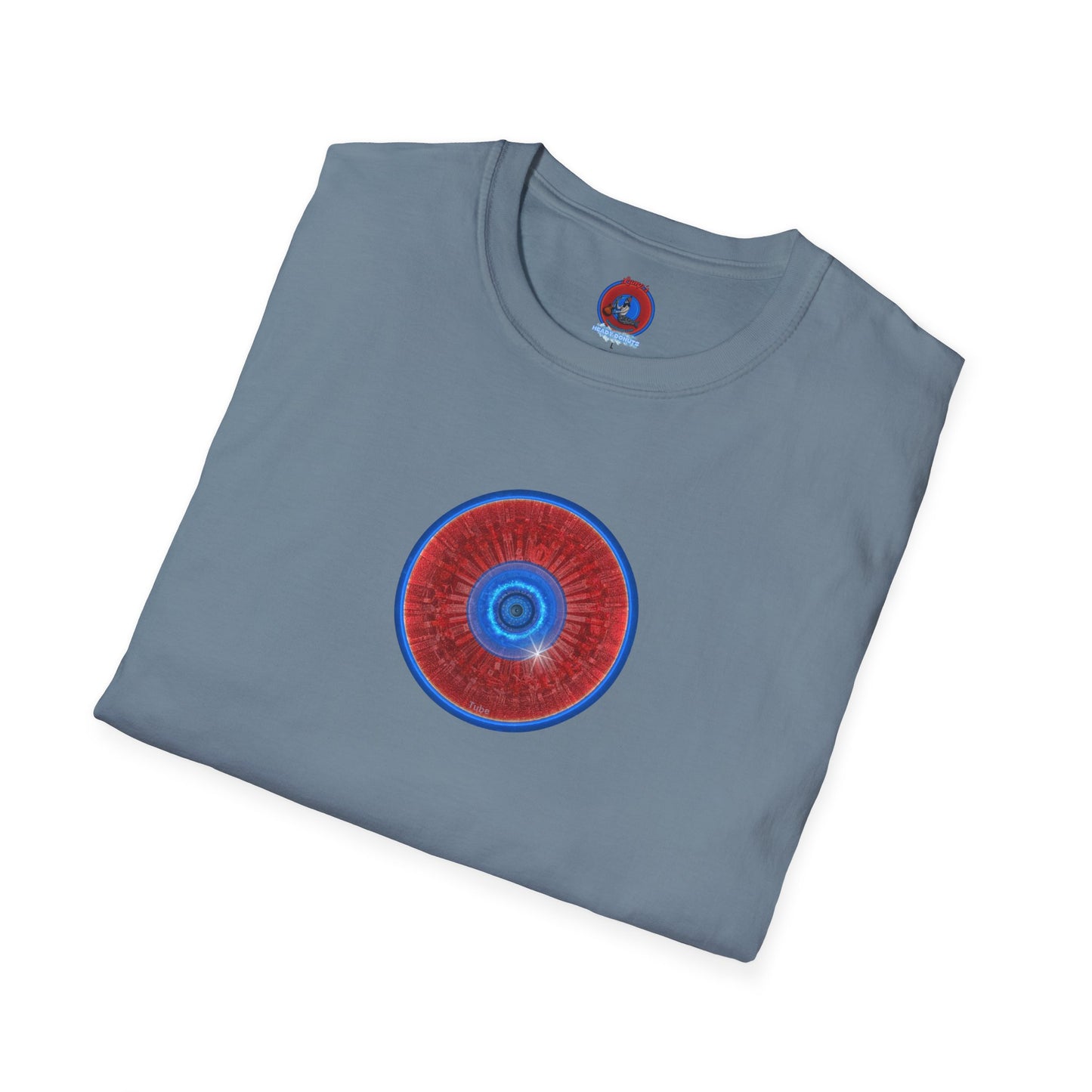 Classic Donut Tee - Unisex Soft-Style - "Graphic Translation Tee Shirt" - vivid red/blue tube donut - variant 1