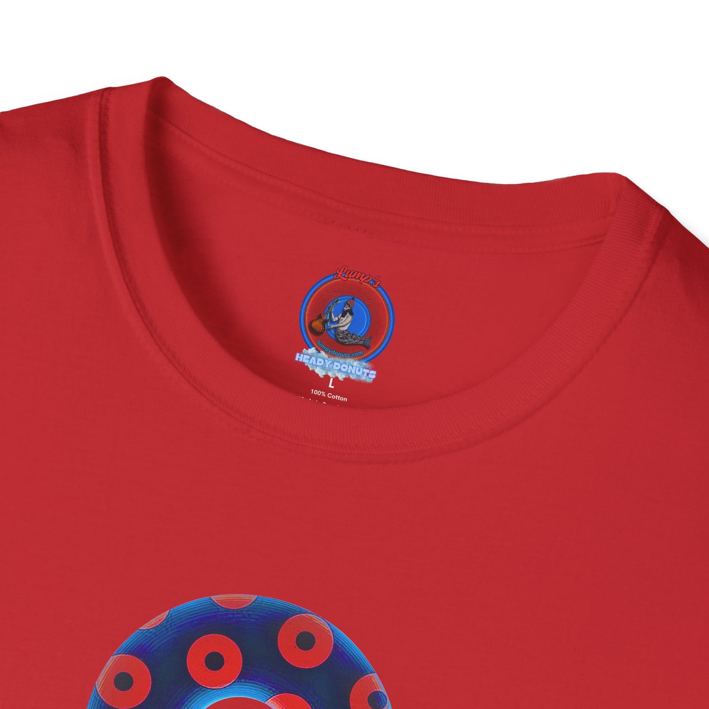 Plain Donuts/Unisex Soft-Style - "Plain Blimpy Paradoxical Donuts" - royal blue/bright red donuts