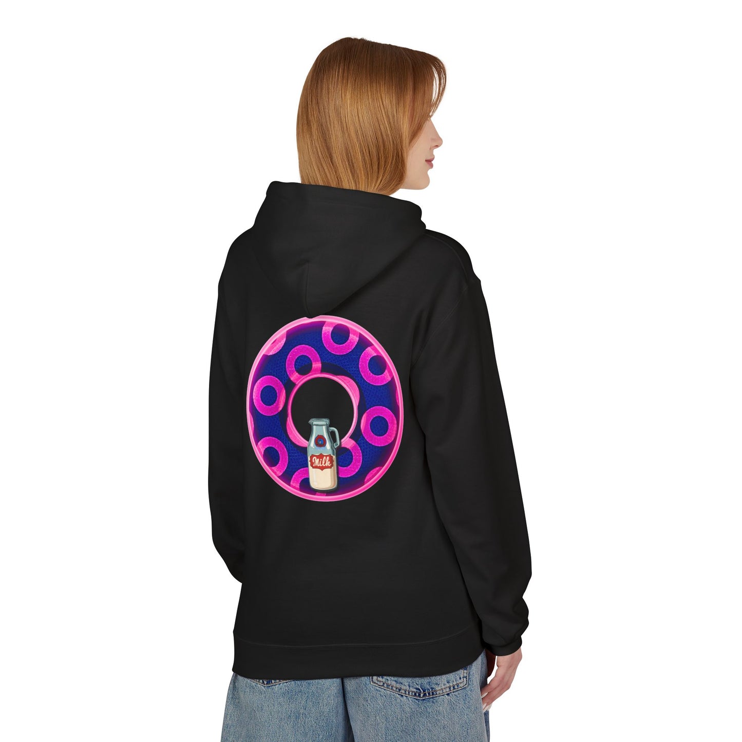 Fleece Harry Hoodies [Midweight Soft-style] - "Wooked Cream Dairy - YEMSG Donut" - blue/magenta rustic paradox donut - variant 5
