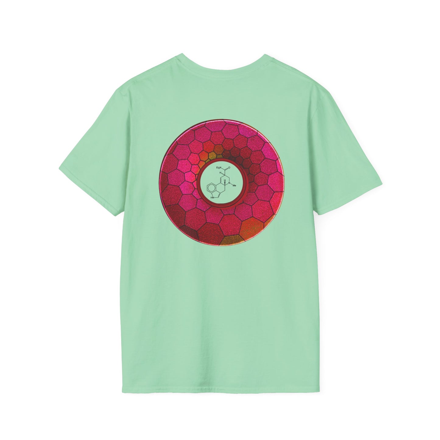 Classic Donut Tee - Unisex Soft-Style - "Dr. Albert Hofmann's Favorite Donut" - series 1.0  - variant 2 - magenta hexadonut