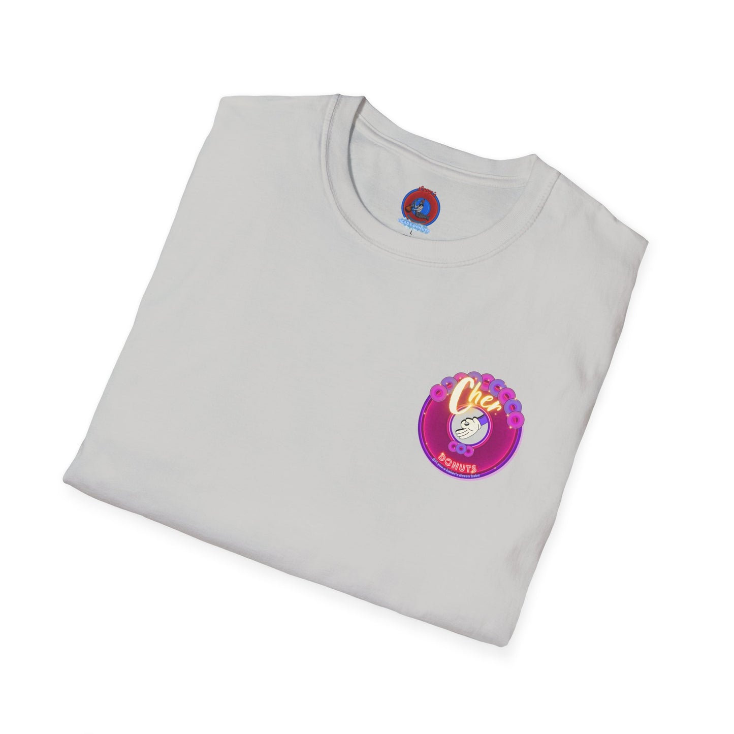 Classic Donut Tee - Unisex Soft-Style - "Cher-ing is Caring" - series 1.0  - variant 2 - magenta donut - [*charitable donut]
