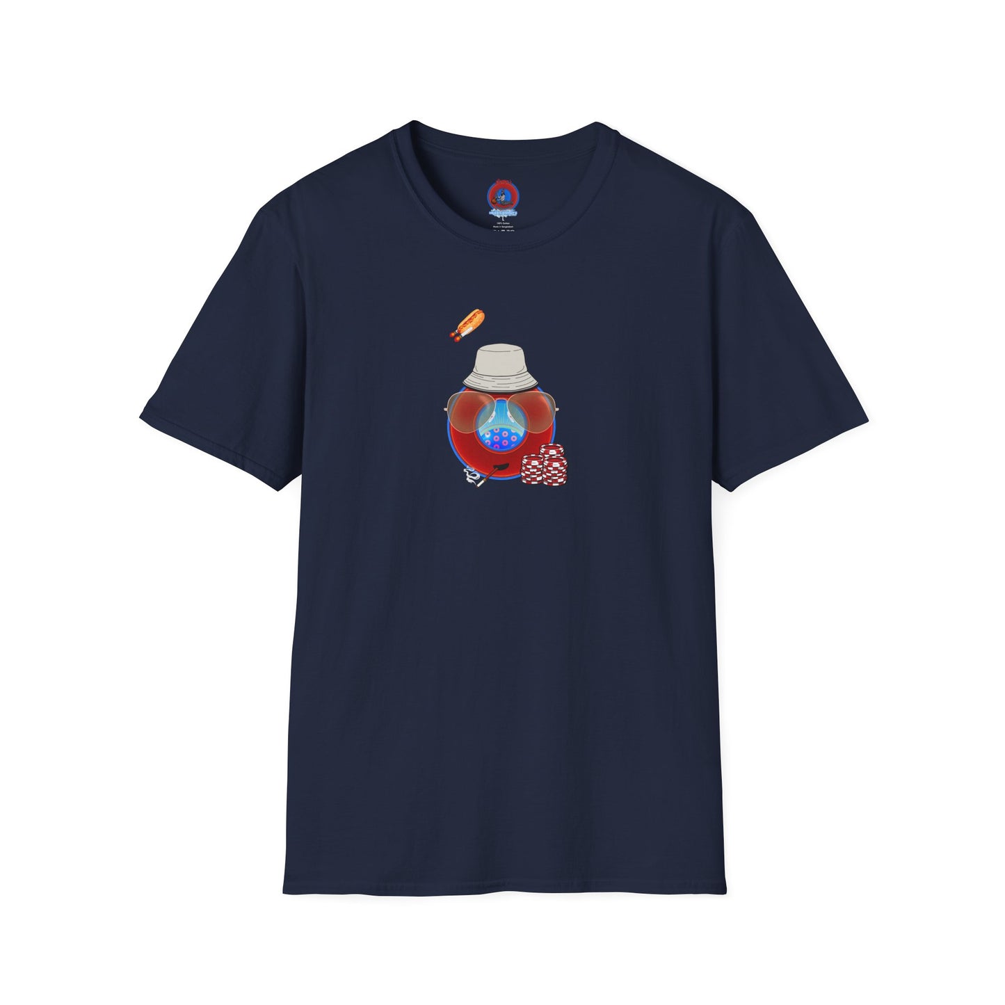 Classic Donut Tee - Unisex Soft-Style - "Gonzo Donut - Fear & Loathing in Gamehendge" -  vivid red donut w/raw dogger - variant 6