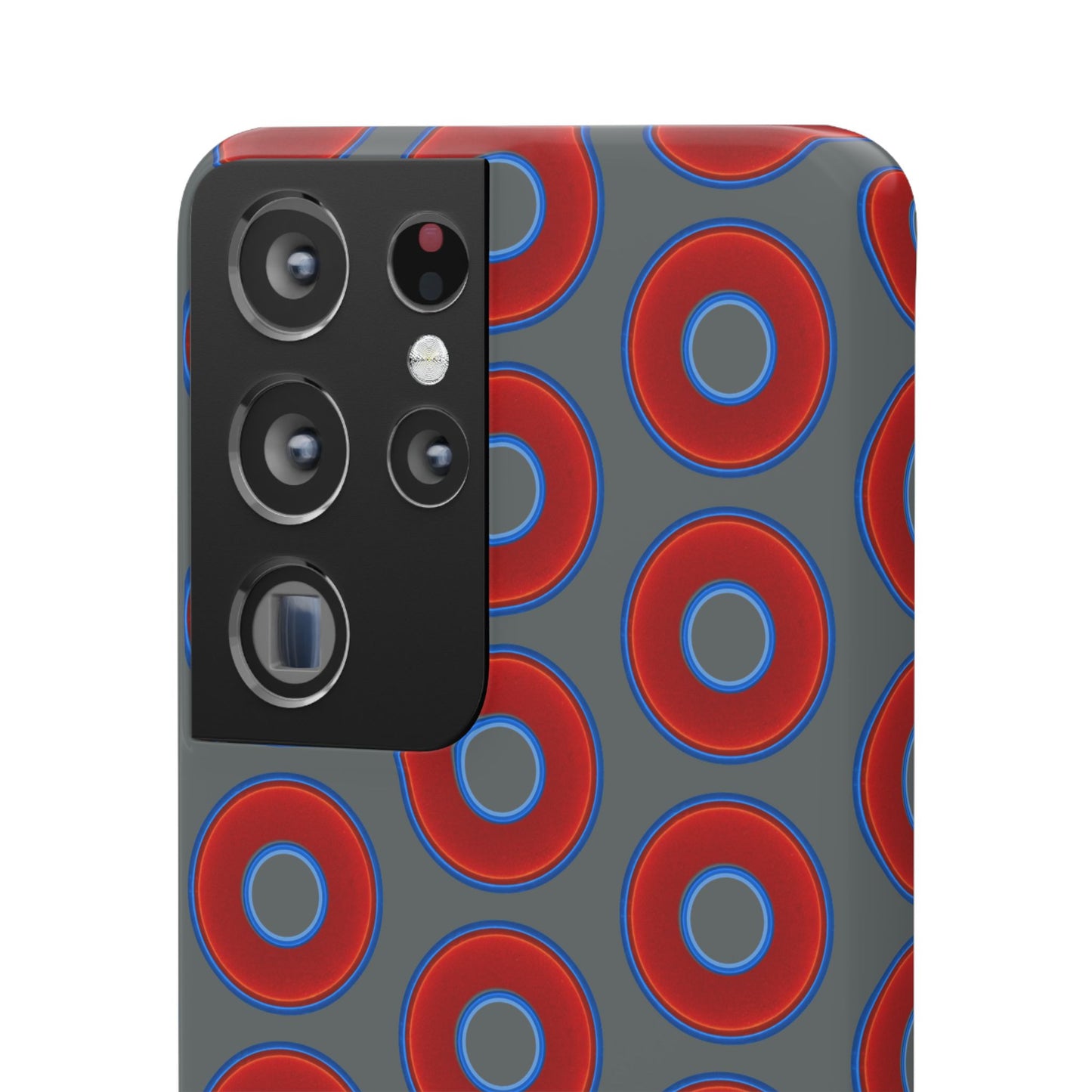 Lumpy Donut Snap Case - red vivid donut print w/dark gray background