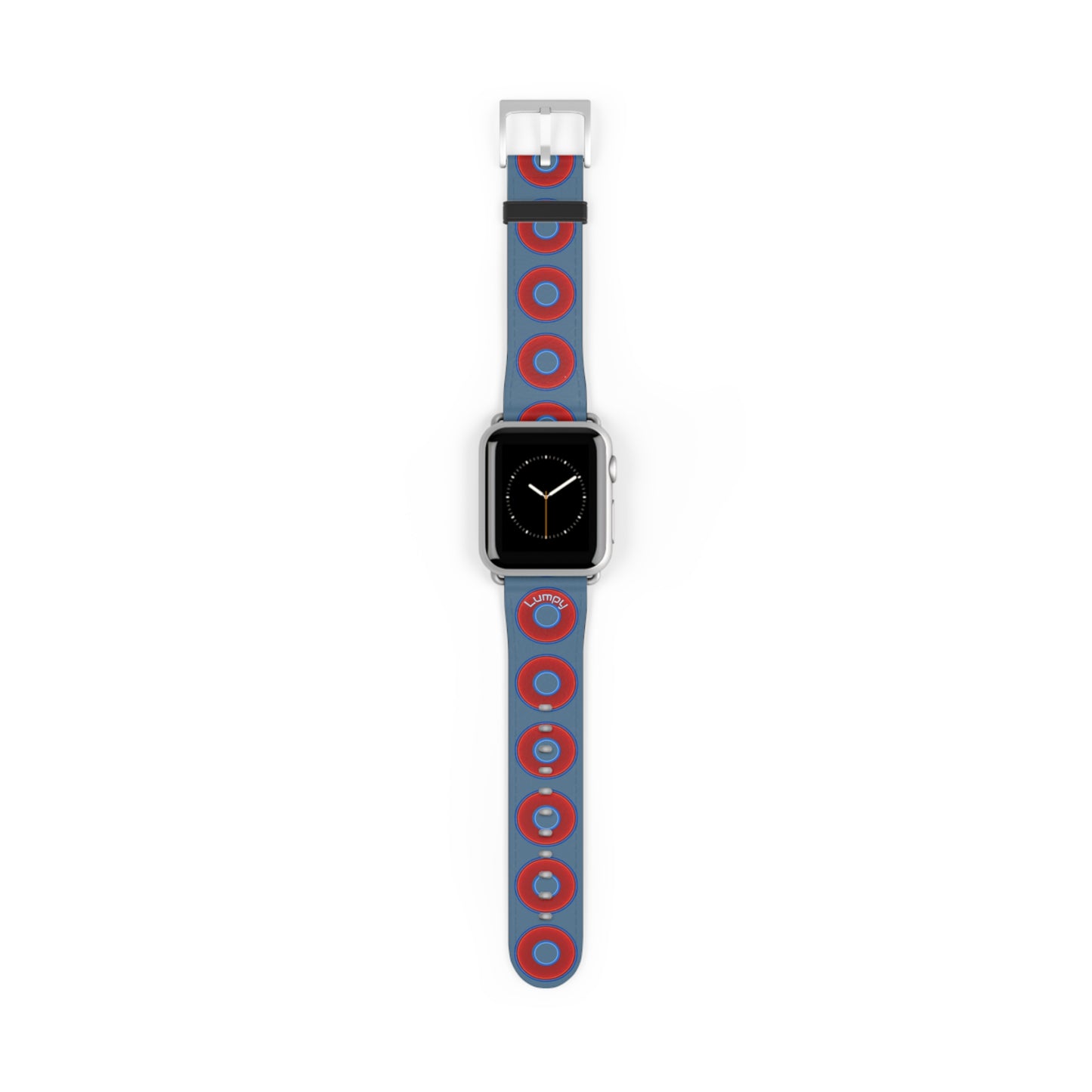 Lumpy Donut Wristband - compatible w/apple watch - red vivid donuts w/steel blue background