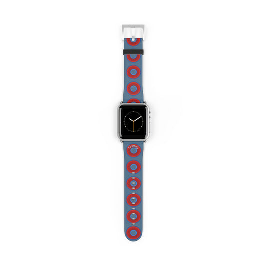 Lumpy Donut Wristband - compatible w/apple watch - red vivid donuts w/steel blue background