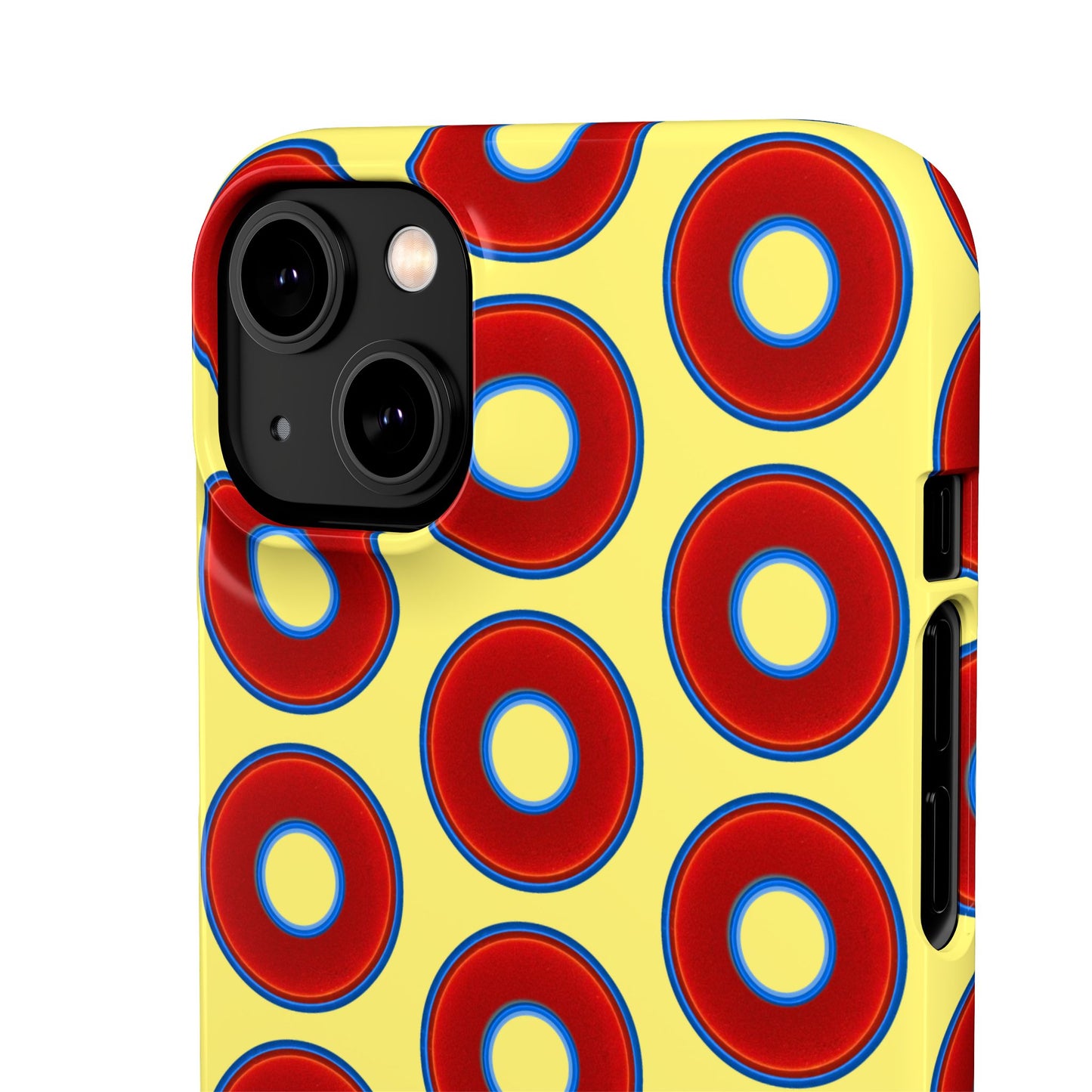 Lumpy Donut Snap Case - red vivid donut print w/yellow background