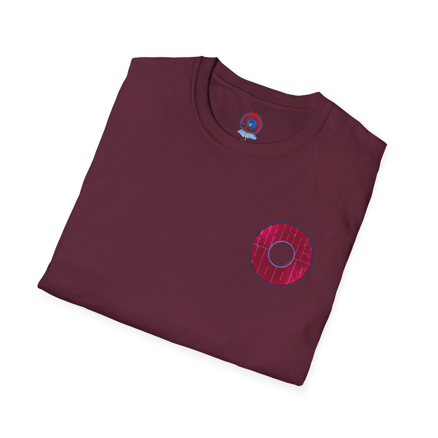 Classic Donut Tee - Unisex Soft-Style - "Harry Left His Donut Shirt" - series 1.0  - variant 1 - red/magenta donut - w/hole