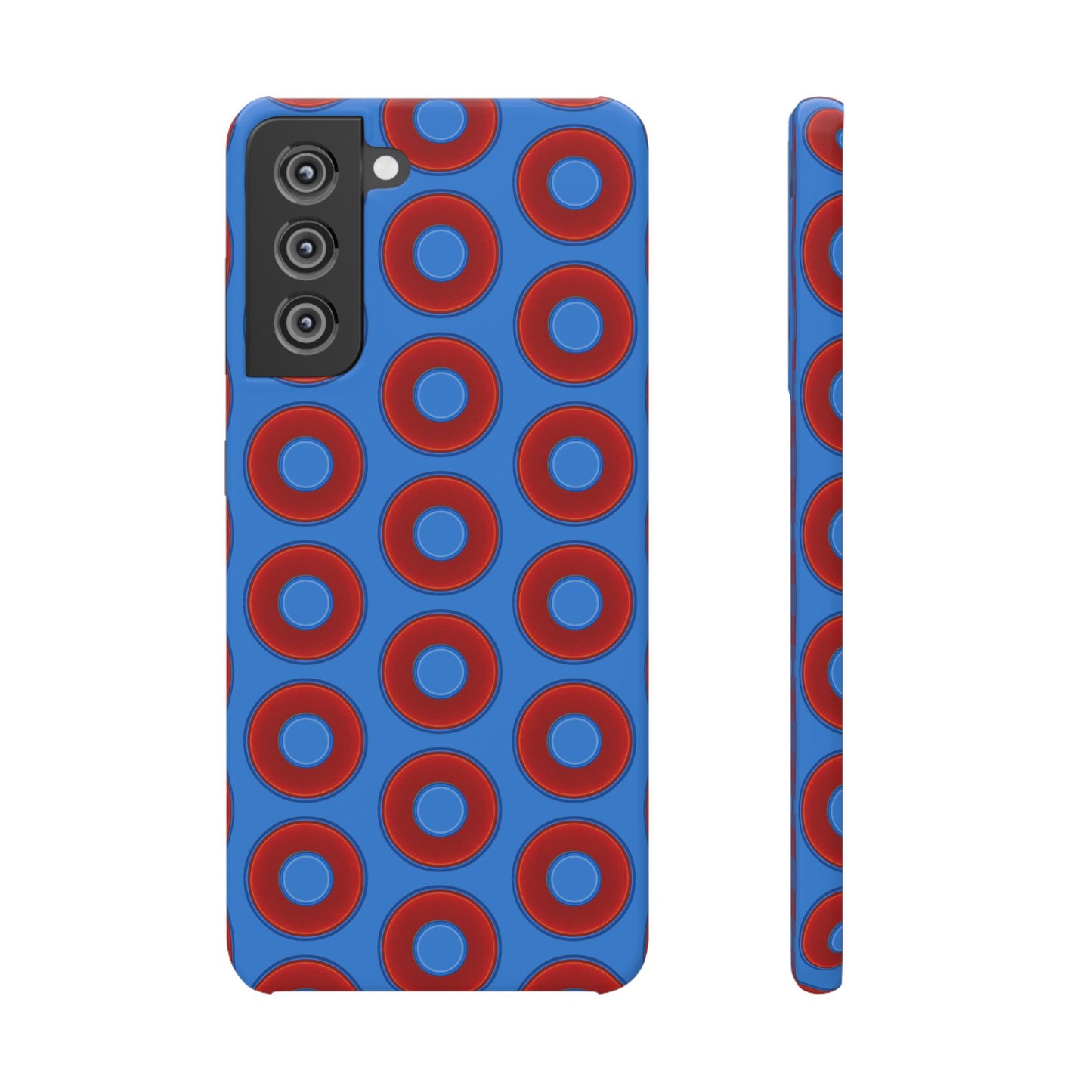 Lumpy Donut Snap Case - red vivid donut print w/light royal blue background