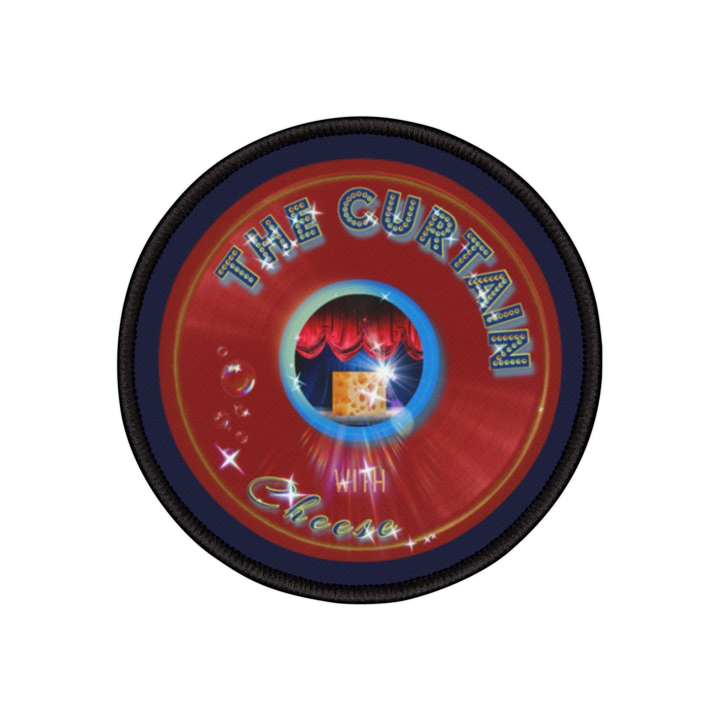 Iron-On Donut Patch - "The Donut Patch W/" - vivid red record donut - variant 2