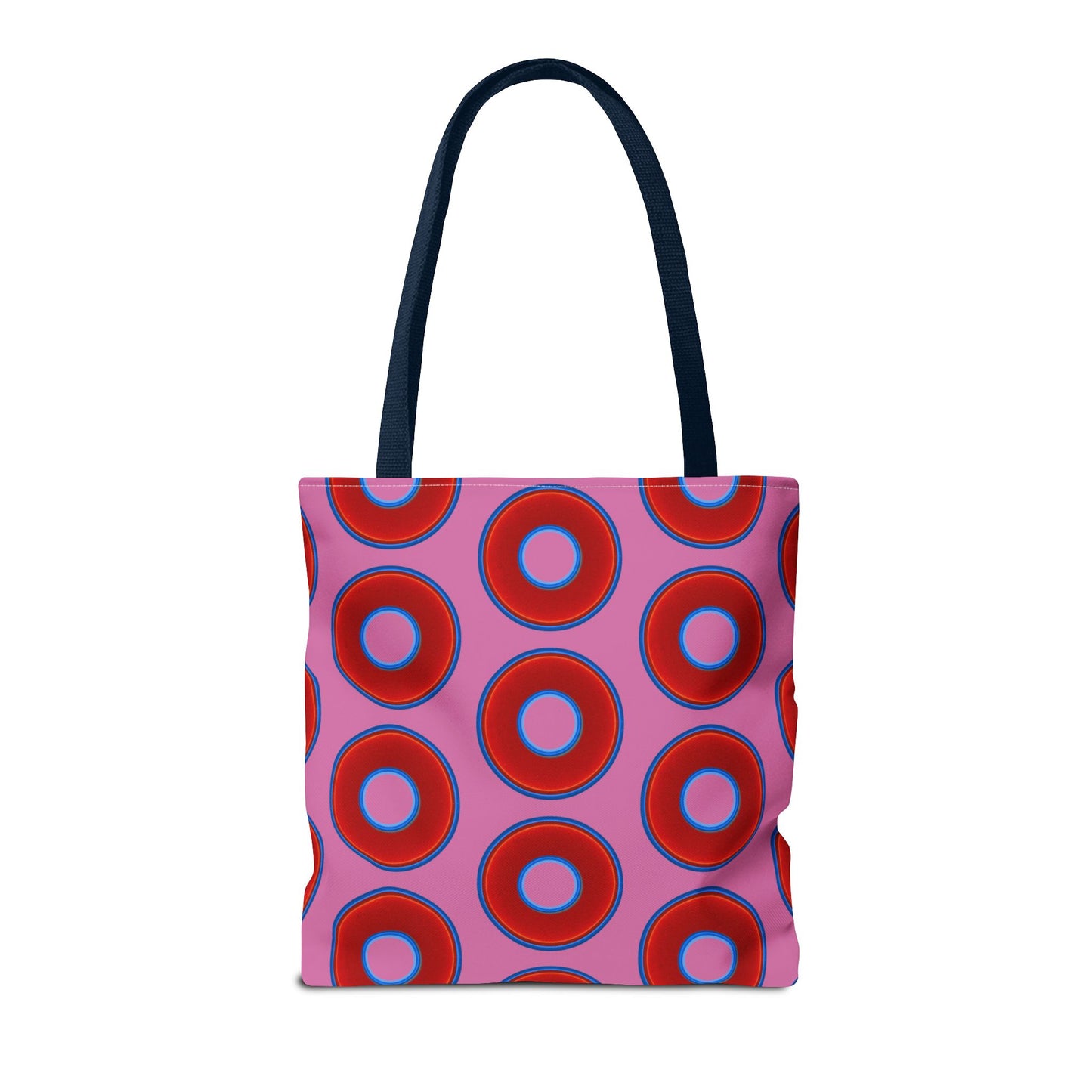 Lumpy Beach/Tote Bag - red vivid donuts w/light pink background