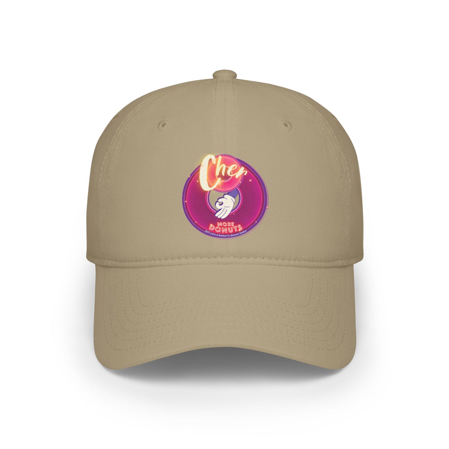 Lumpy Donut Baseball Cap - "Cher-ing is Caring Donut Cap" - variant 1 - vivid magenta donut w/ [*charitable donut]
