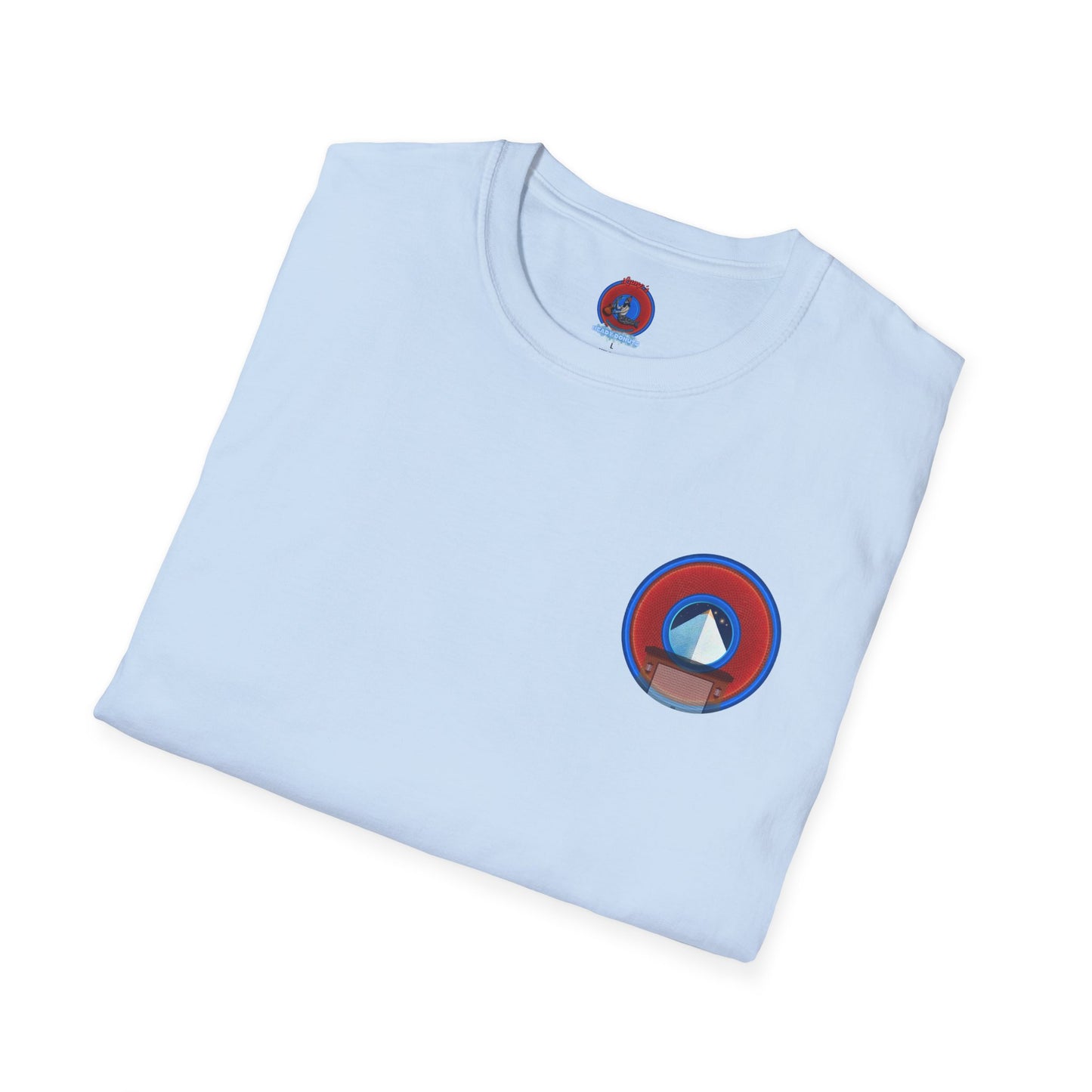 Classic Donut Tee - Unisex Soft-Style - "Limestone Donuts so Large" - variant 2 - red donuts w/garage