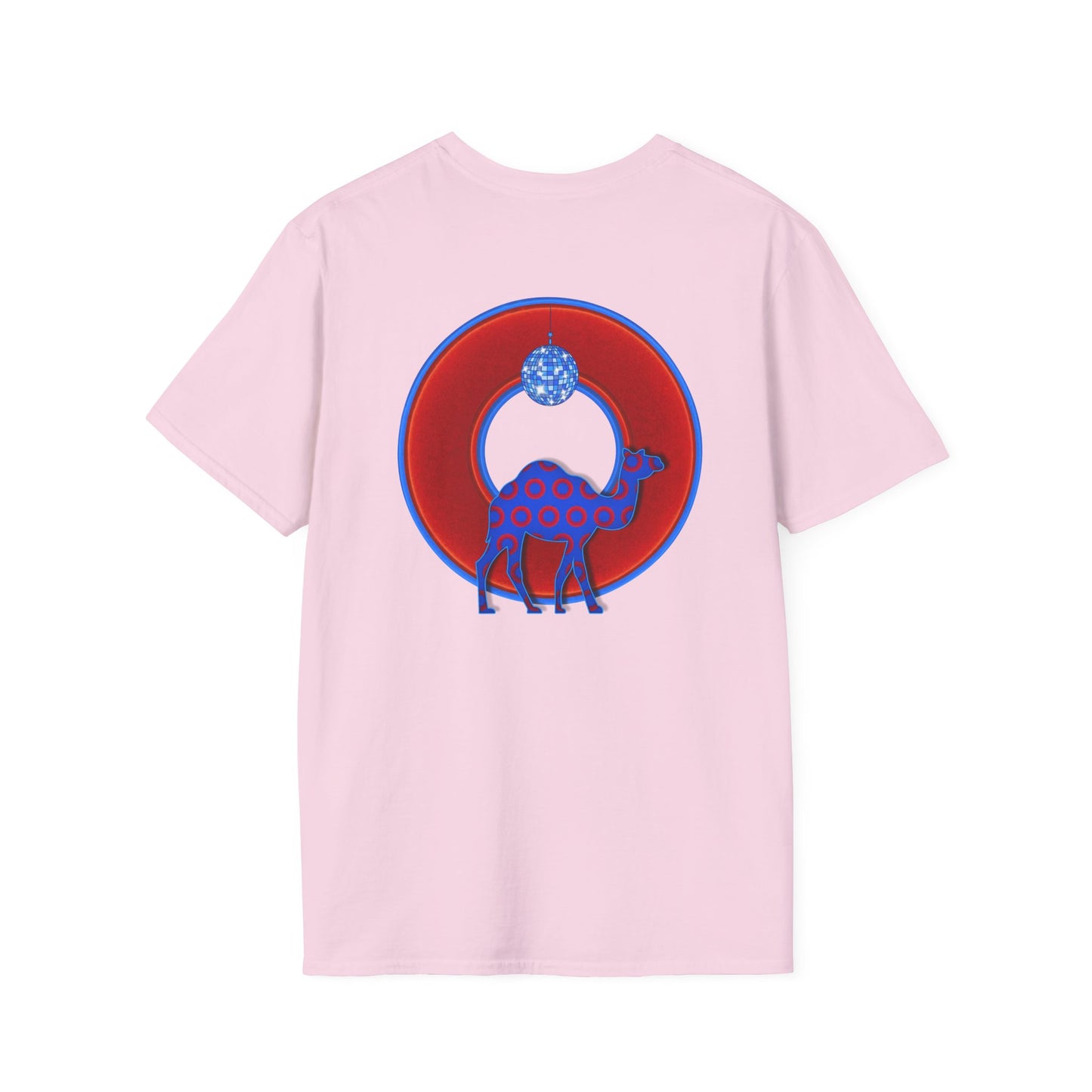 Classic Donut Tee - Unisex Soft-Style - "Joe Camel's Cool Disco Donut" - vivid red donut