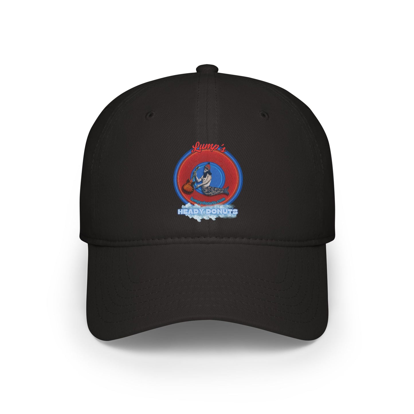 Lumpy Donut Baseball Cap - "Lump's Logo Donut Cap" - vivid red donut w/