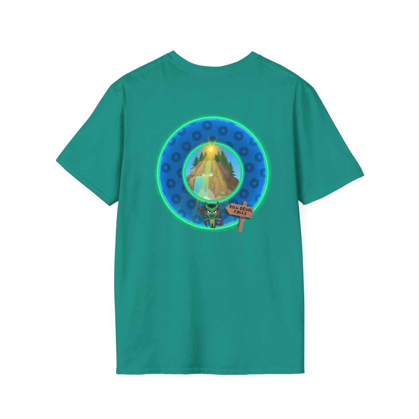 Classic Donut Tee - Unisex Soft-Style - "Devil's Drowning Donuts" - blue/green paradox donut