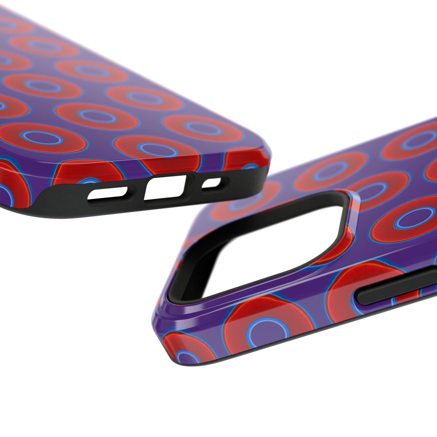 Impact-Resistant Lumpy Donut Case - red vivid donut print w/dark purple background
