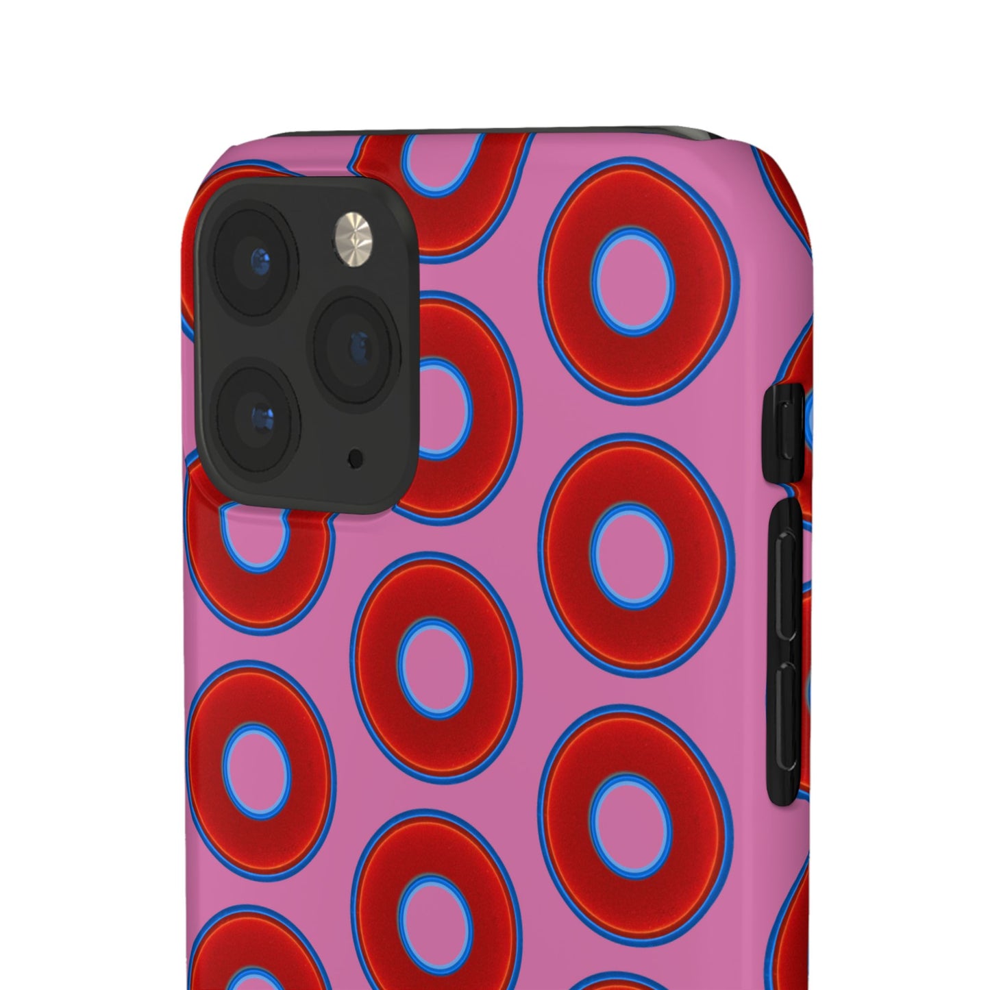 Lumpy Donut Snap Case - red vivid donut print w/light pink background