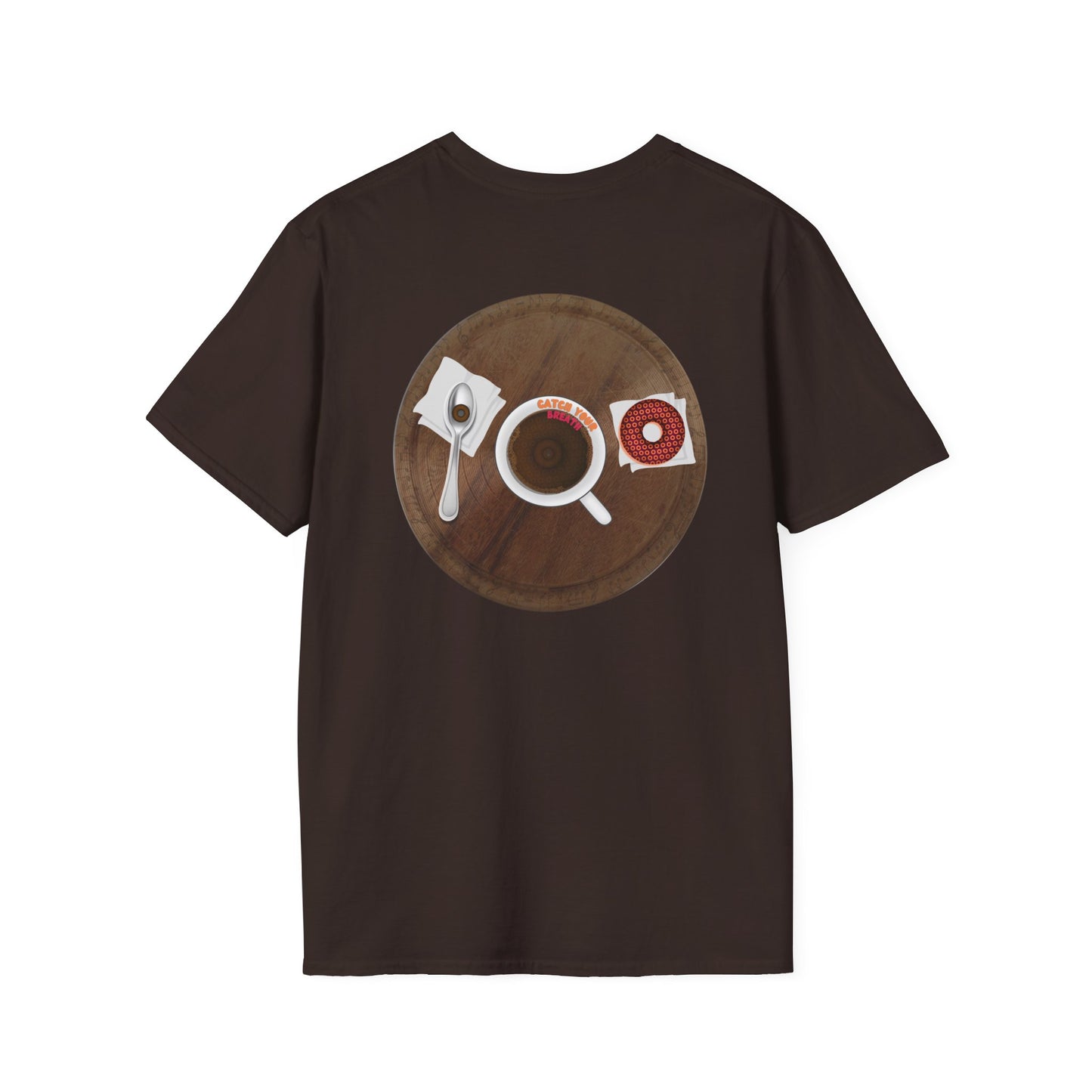 Coffee Traders Tee - Unisex Soft-Style - "Columbia House CDs " - paradoxical donut - 2 - logo front/coffee back