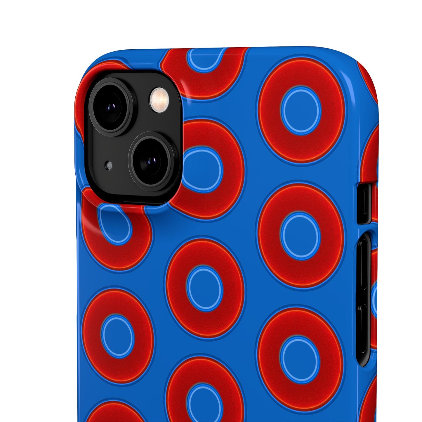 Lumpy Donut Snap Case - red vivid donut print w/dark royal background